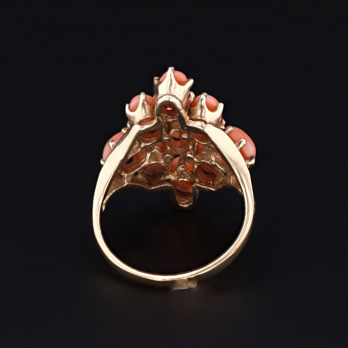 Vintage Multi - Stone Coral Ring of 10k Gold - Trademark Antiques
