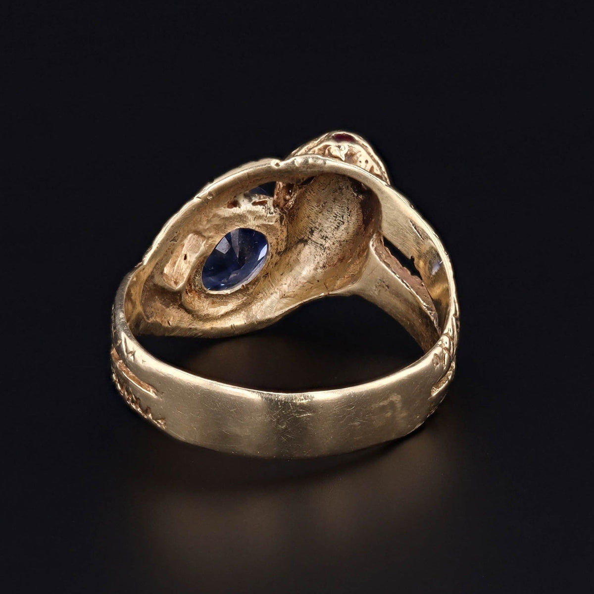 Vintage Natural Sapphire Snake Ring of 14k Gold With Certificate - Trademark Antiques