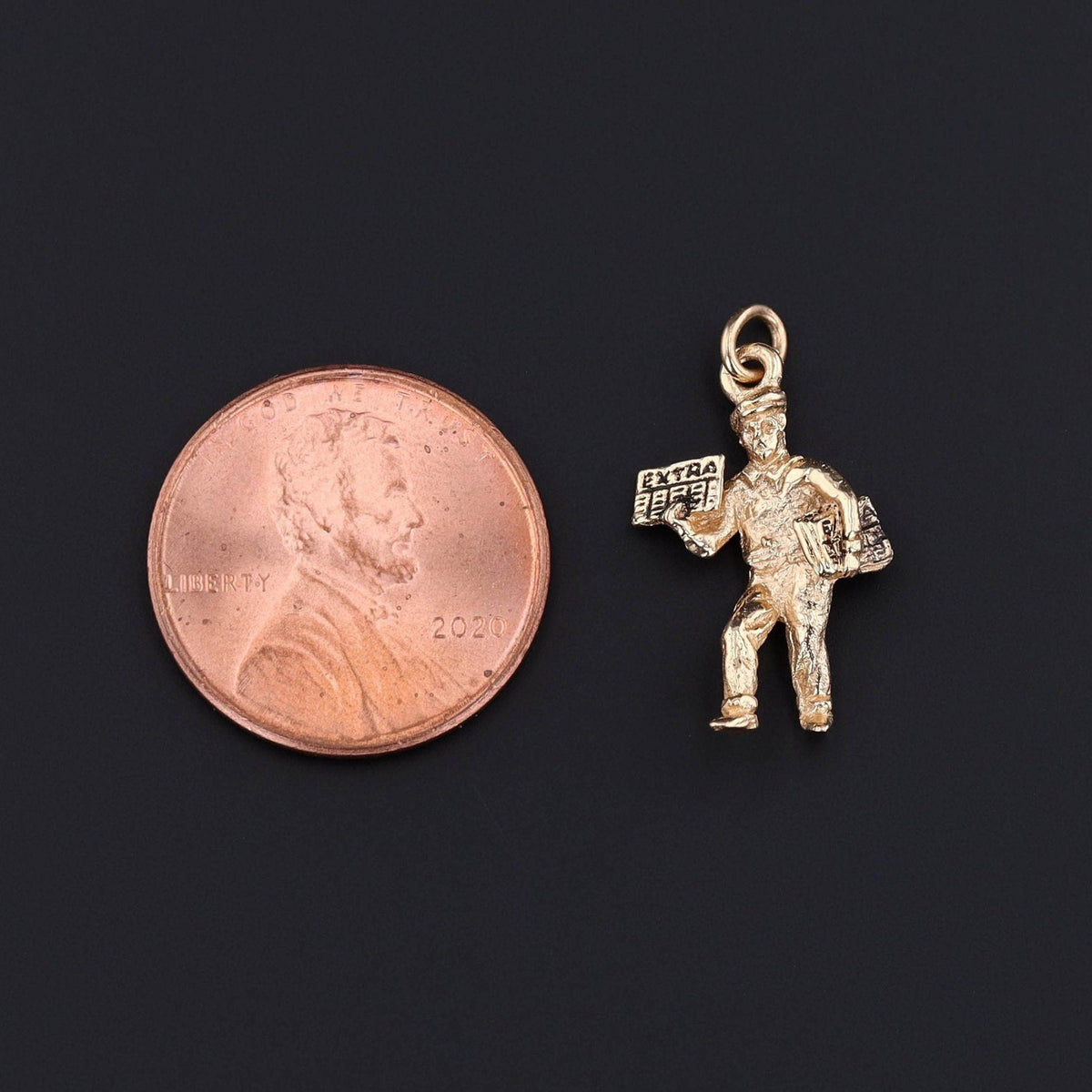 Vintage Newsie Charm of 14k Gold - Trademark Antiques