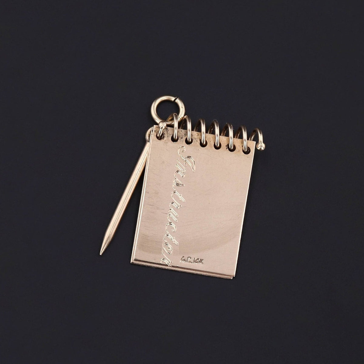 Vintage Notebook Pendant of 14k Gold - Trademark Antiques