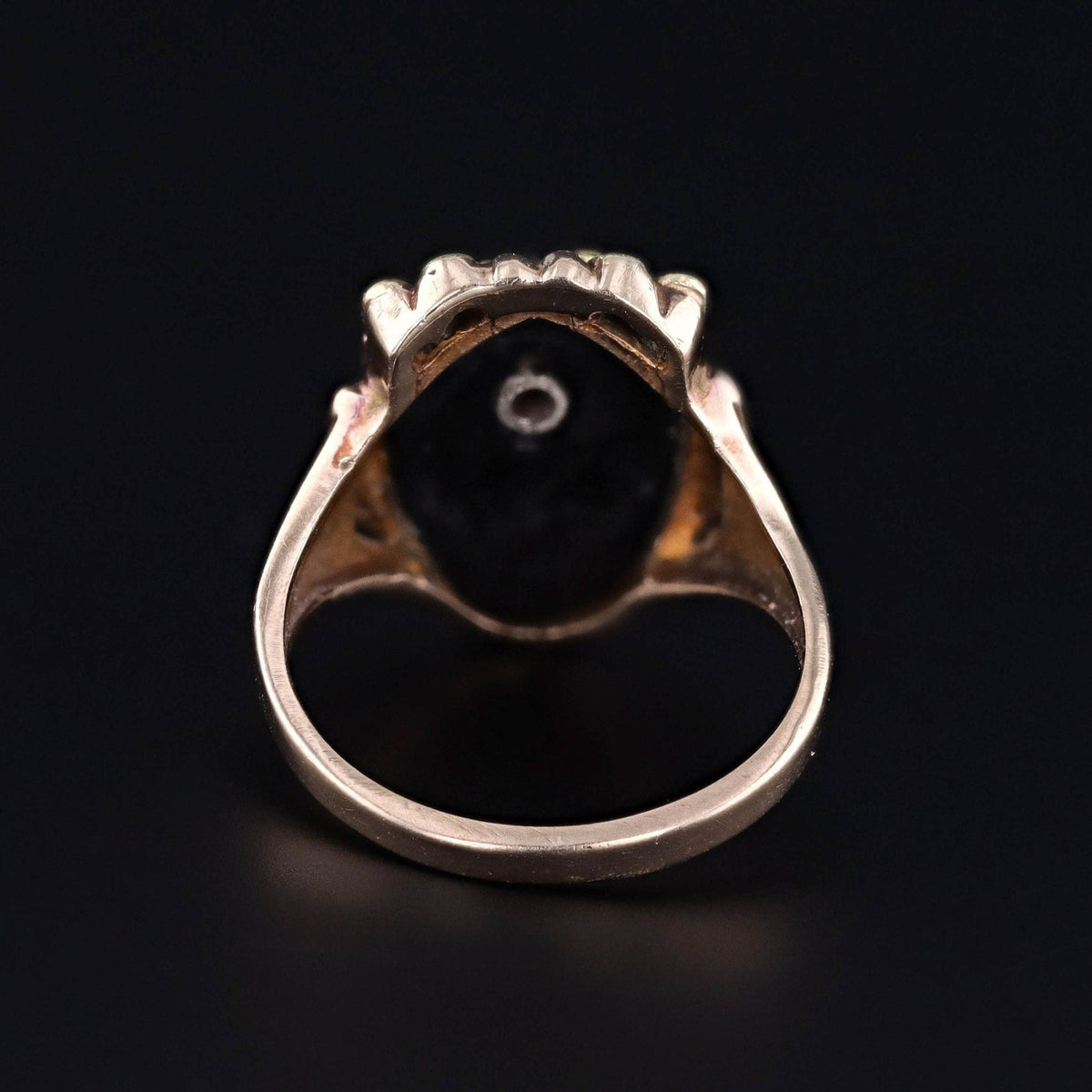 Vintage Onyx and Enamel Daisy Ring of 10k Gold - Trademark Antiques