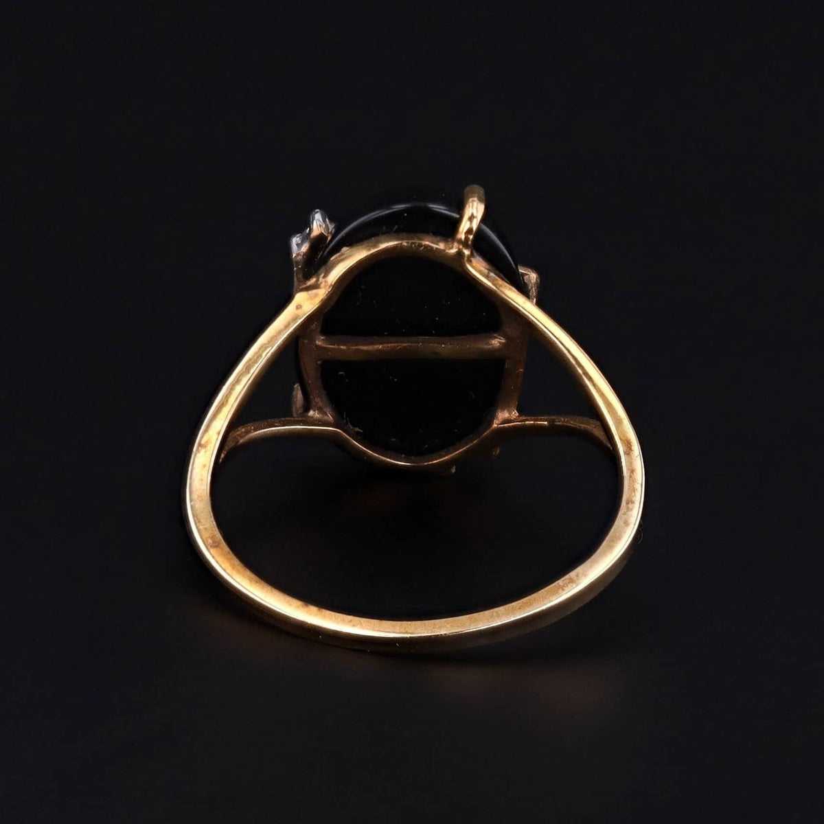 Vintage Onyx Angel Ring of 10k Gold - Trademark Antiques