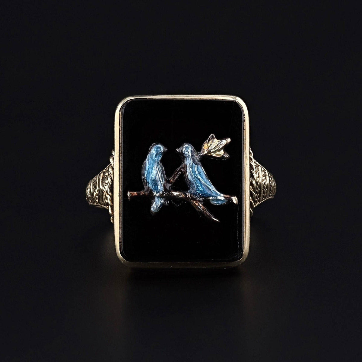 Vintage Onyx Bird Conversion Ring of 18k Gold - Trademark Antiques