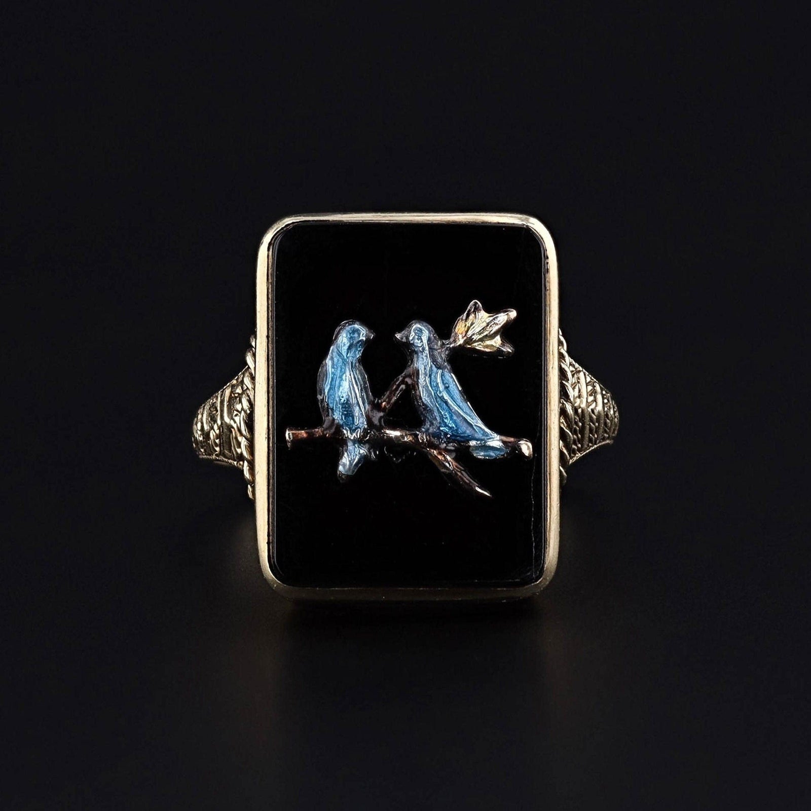 Vintage Onyx Bird Conversion Ring of 18k Gold - Trademark Antiques