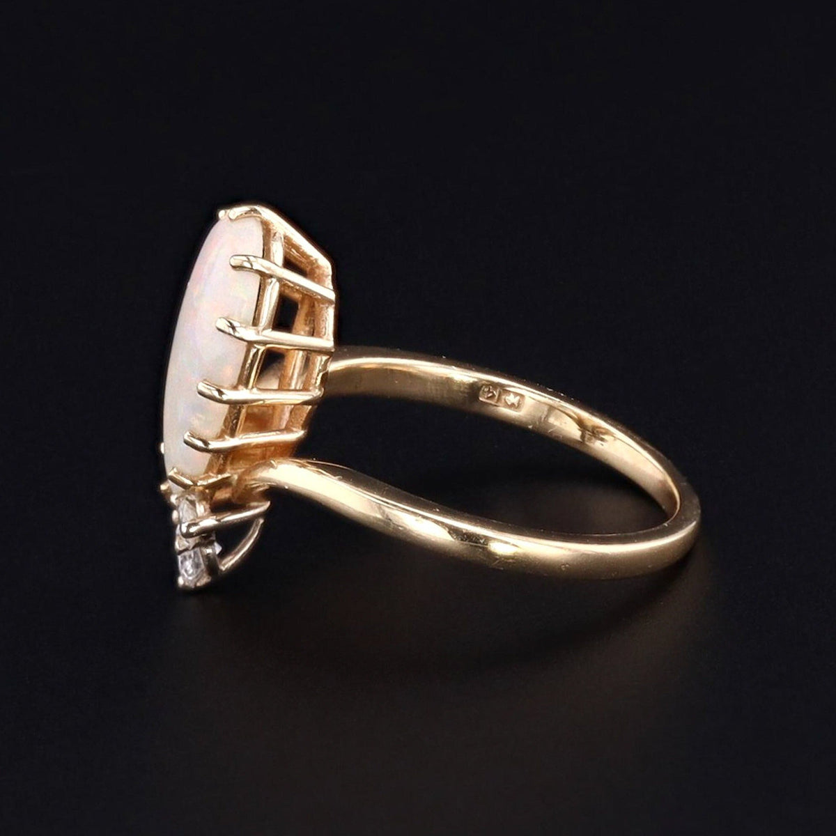 Vintage Opal and Diamond Ring of 14k Gold - Trademark Antiques