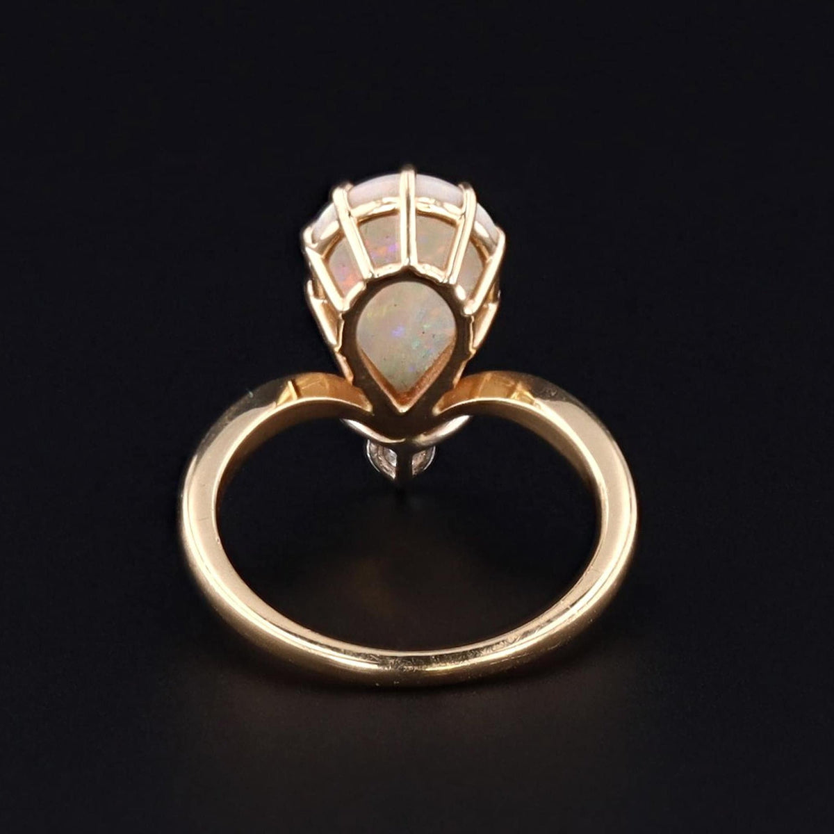 Vintage Opal and Diamond Ring of 14k Gold - Trademark Antiques