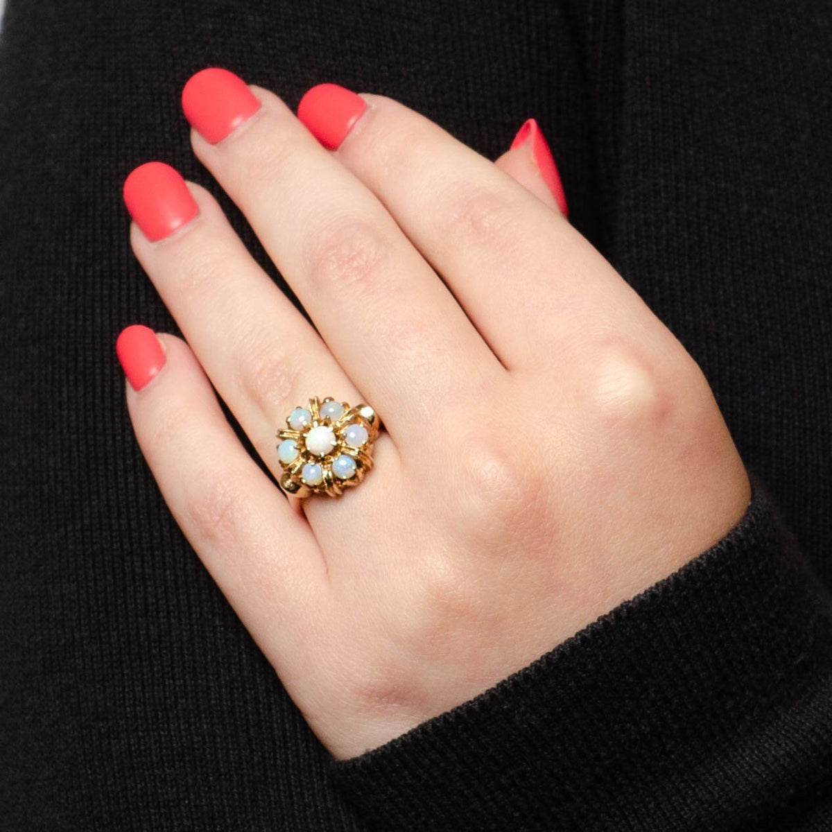 Vintage Opal Cluster Ring of 10k Gold - Trademark Antiques