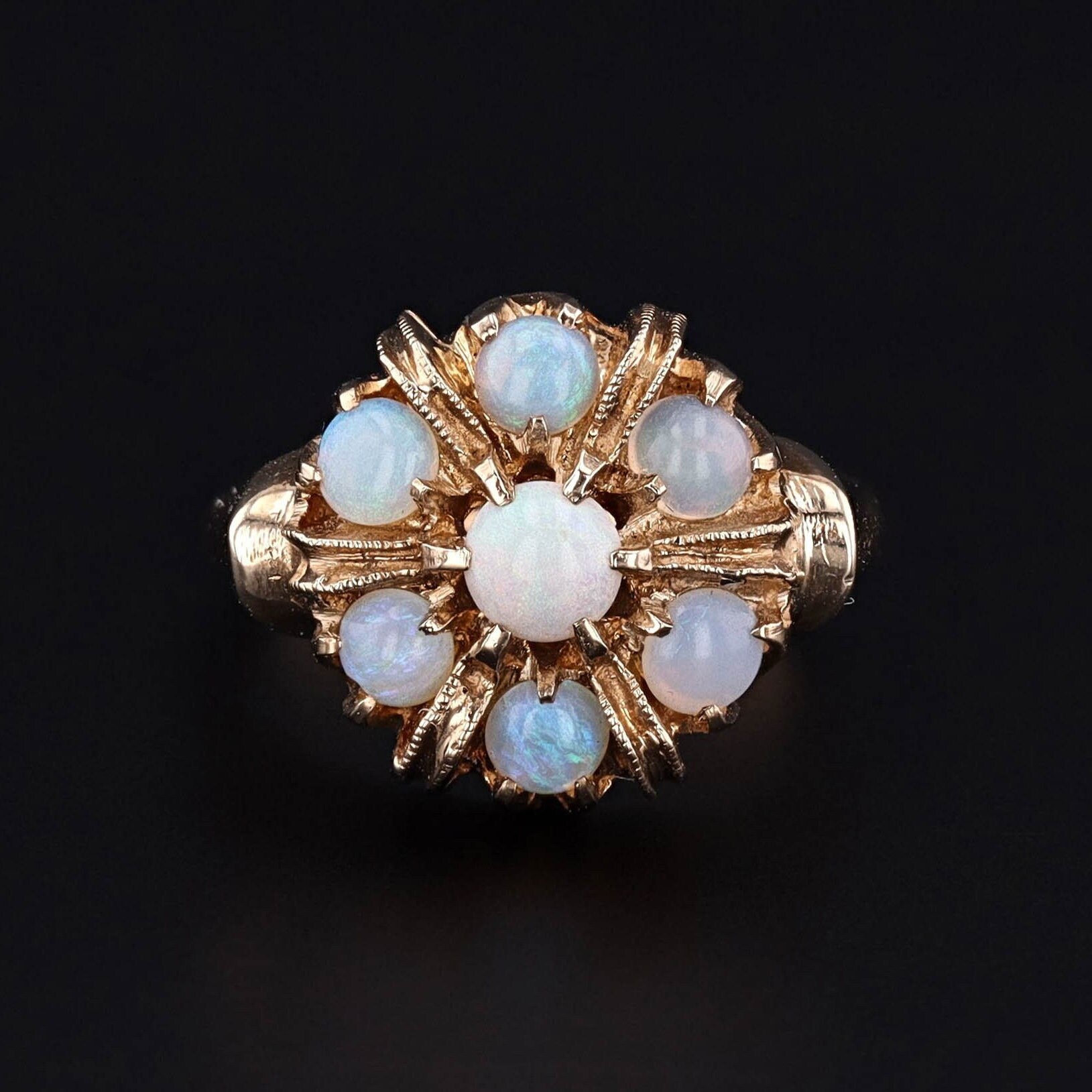 Vintage Opal Cluster Ring of 10k Gold - Trademark Antiques