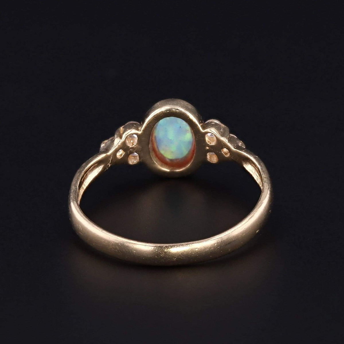 Vintage Opal &amp; Diamond Ring | 14k Gold Opal Ring - Trademark Antiques