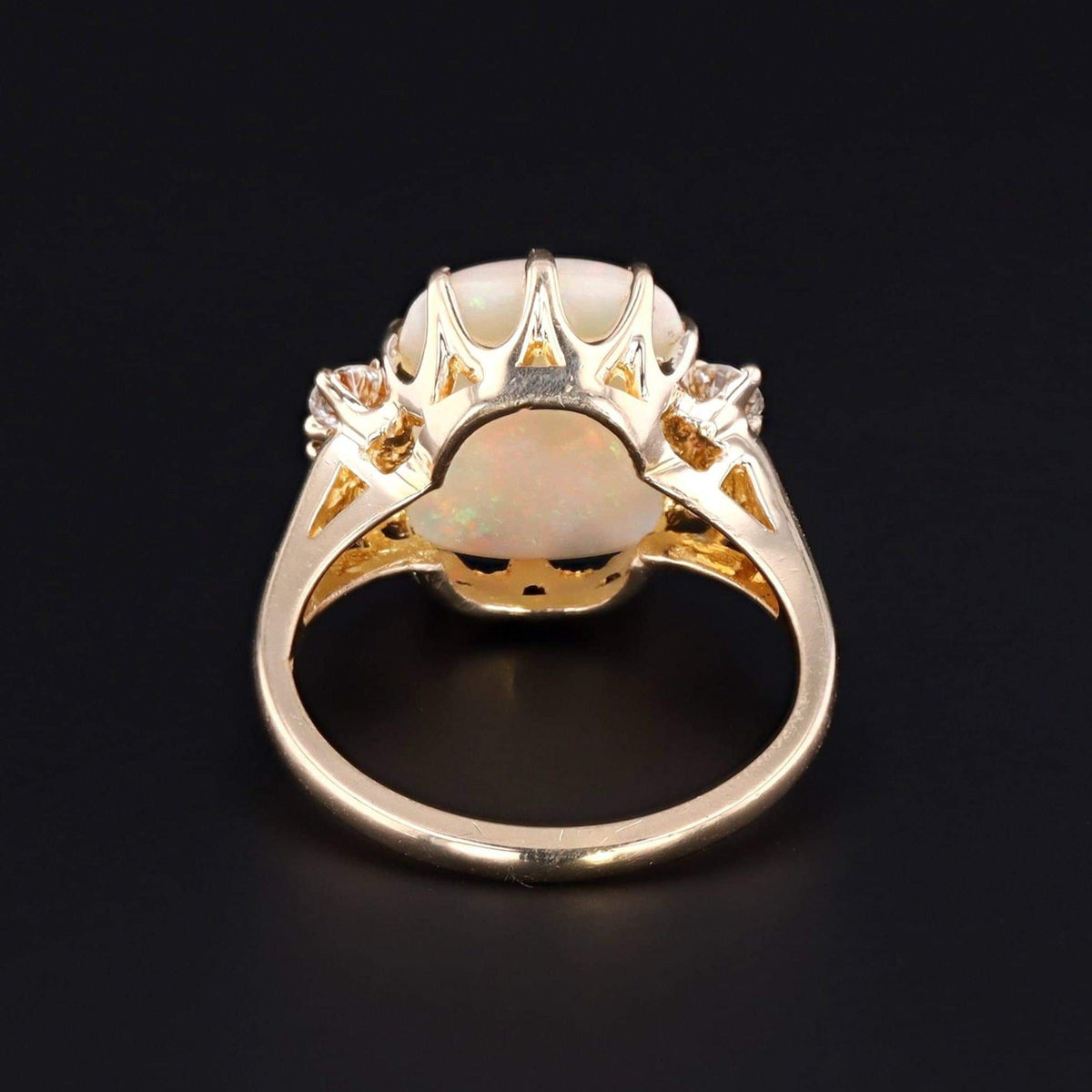 Vintage Opal &amp; Diamond Ring | 14k Gold Ring - Trademark Antiques