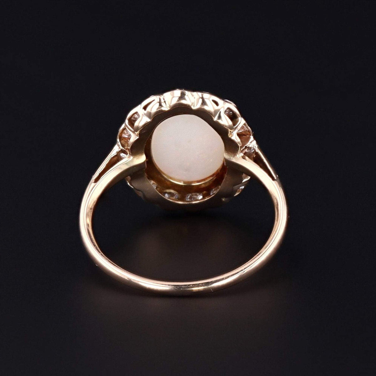 Vintage Opal &amp; Diamond Ring | 14k White Gold Opal Ring - Trademark Antiques