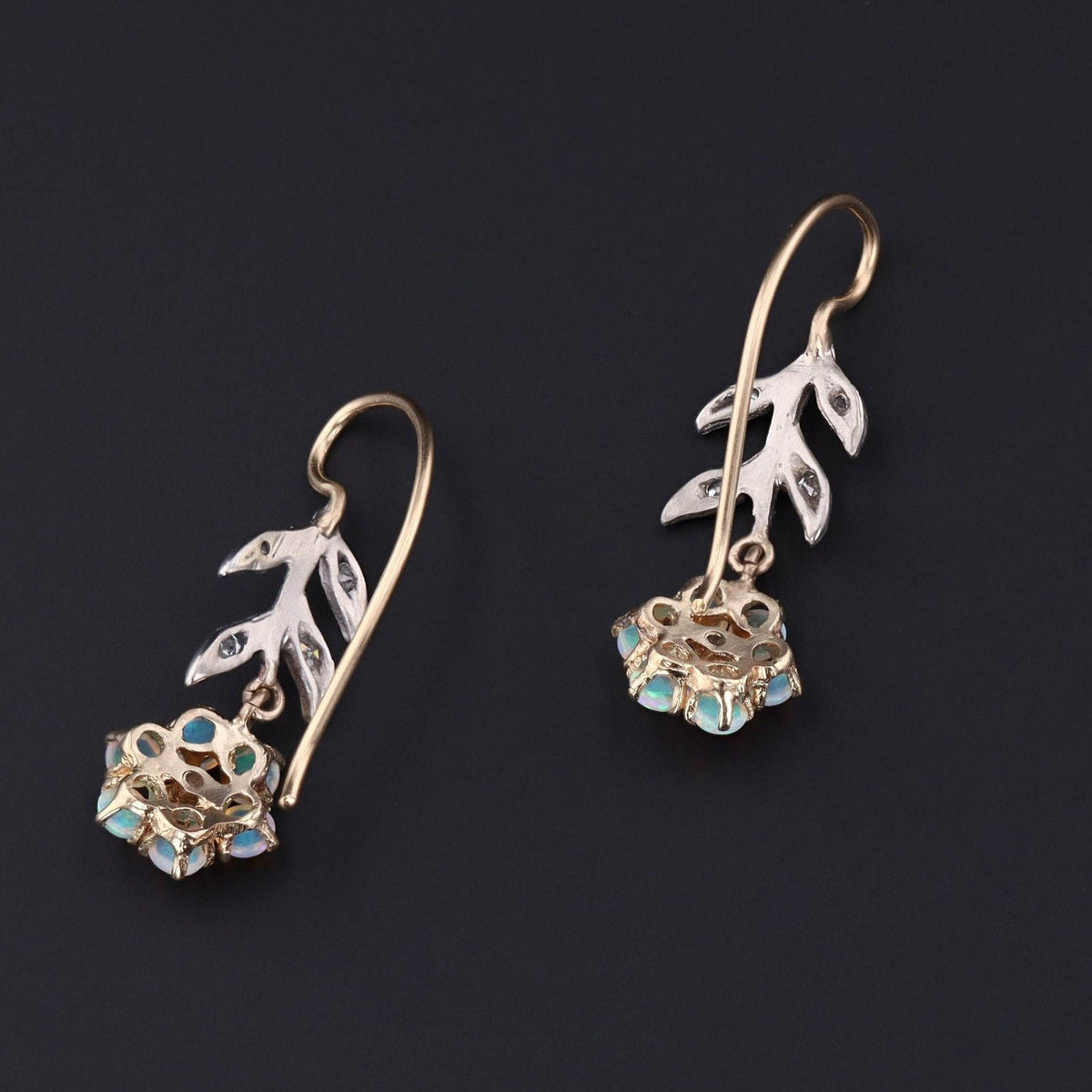 Vintage Opal Flower Conversion Earrings of 14k Gold - Trademark Antiques