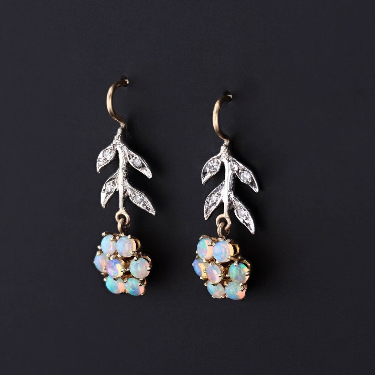 Vintage Opal Flower Conversion Earrings of 14k Gold - Trademark Antiques