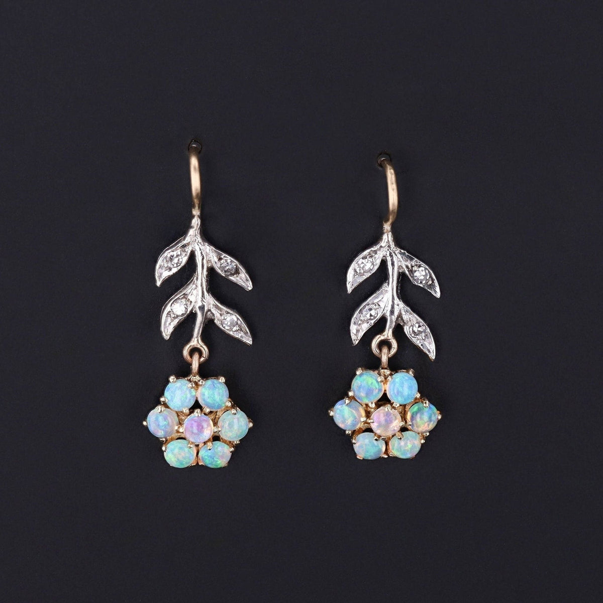 Vintage Opal Flower Conversion Earrings of 14k Gold - Trademark Antiques