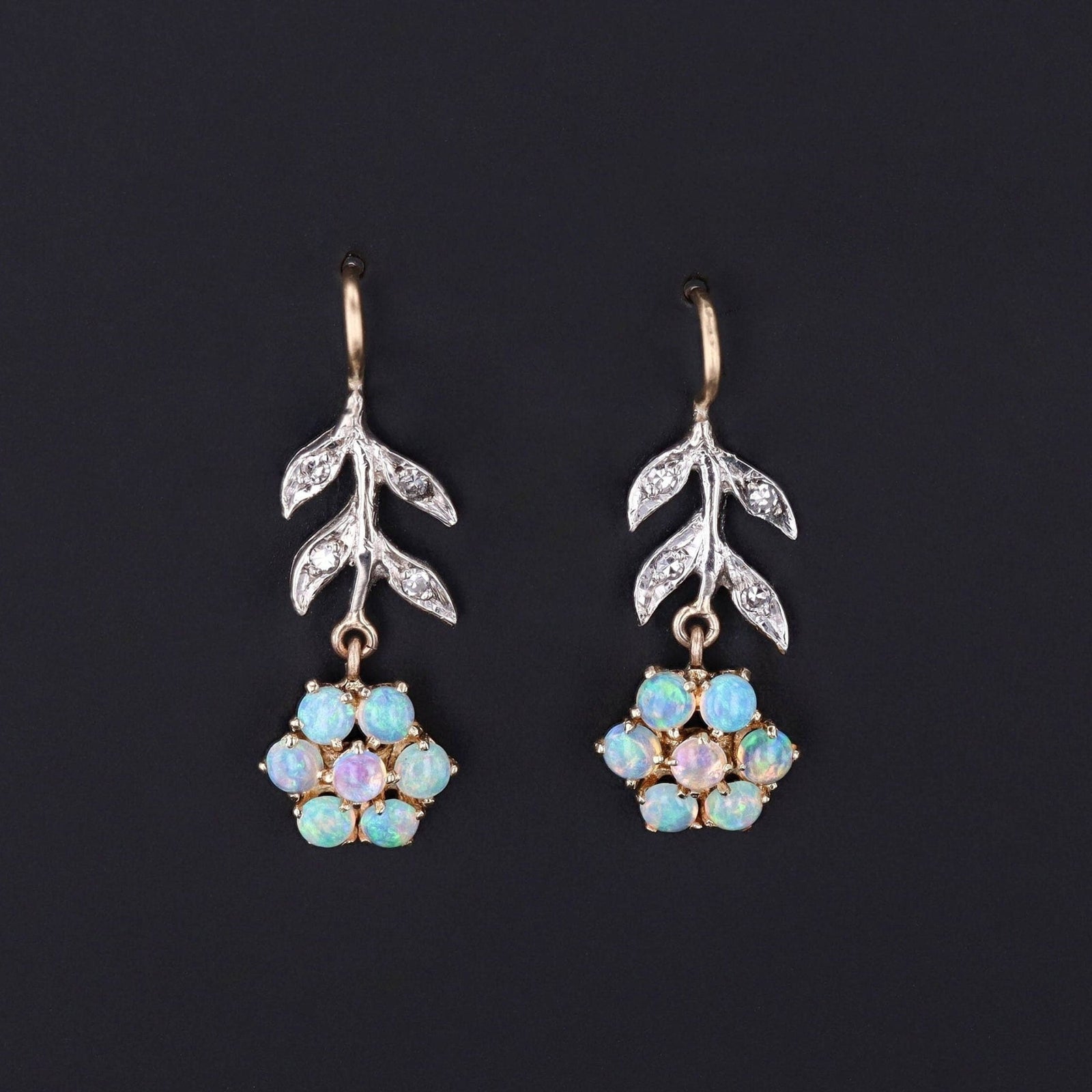 Vintage Opal Flower Conversion Earrings of 14k Gold - Trademark Antiques