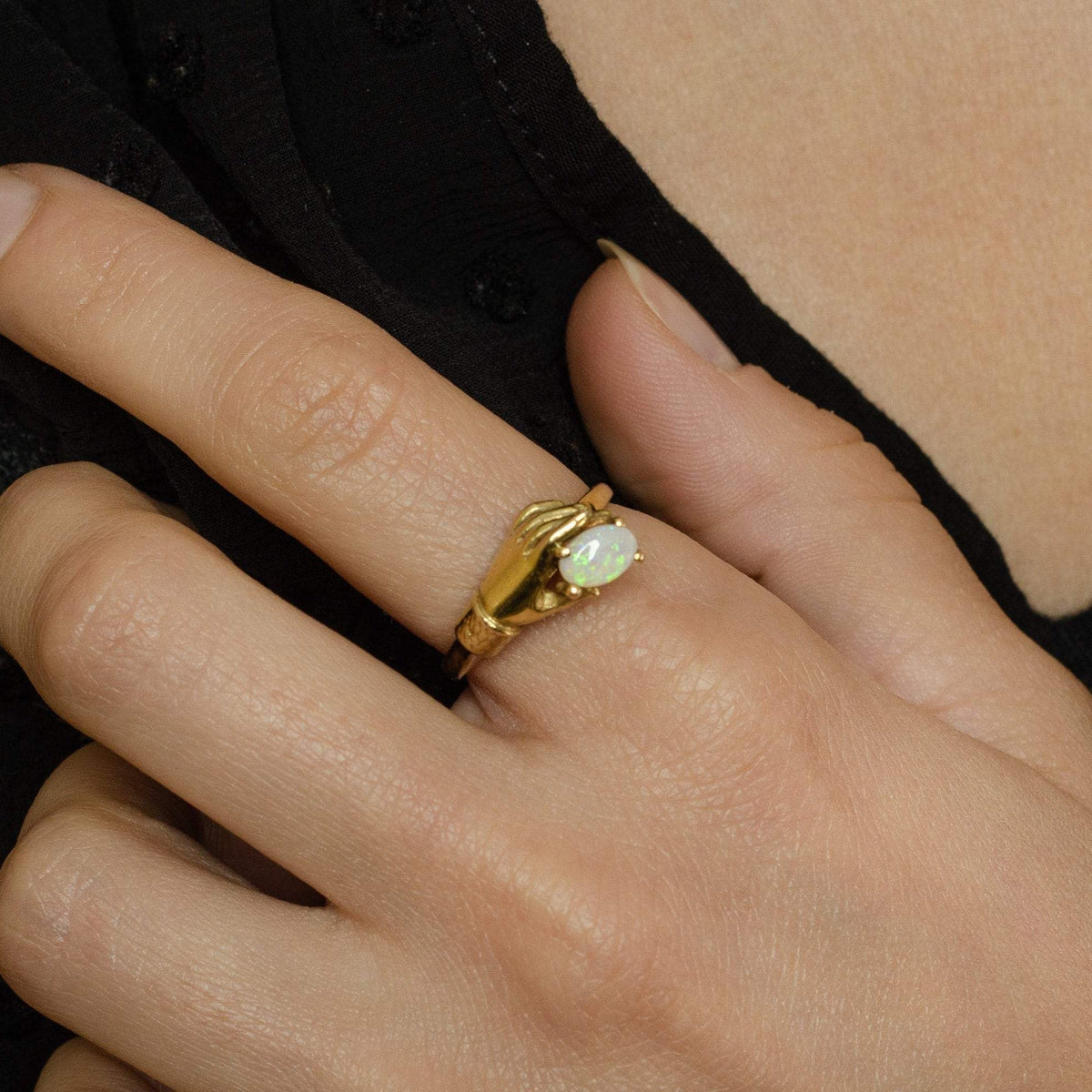 Vintage Opal in Hand Ring | 14k Gold Ring - Trademark Antiques