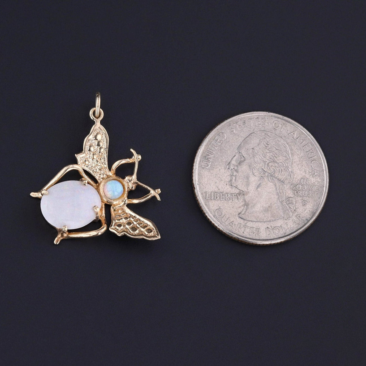 Vintage Opal Insect Conversion Pendant of 14k Gold - Trademark Antiques