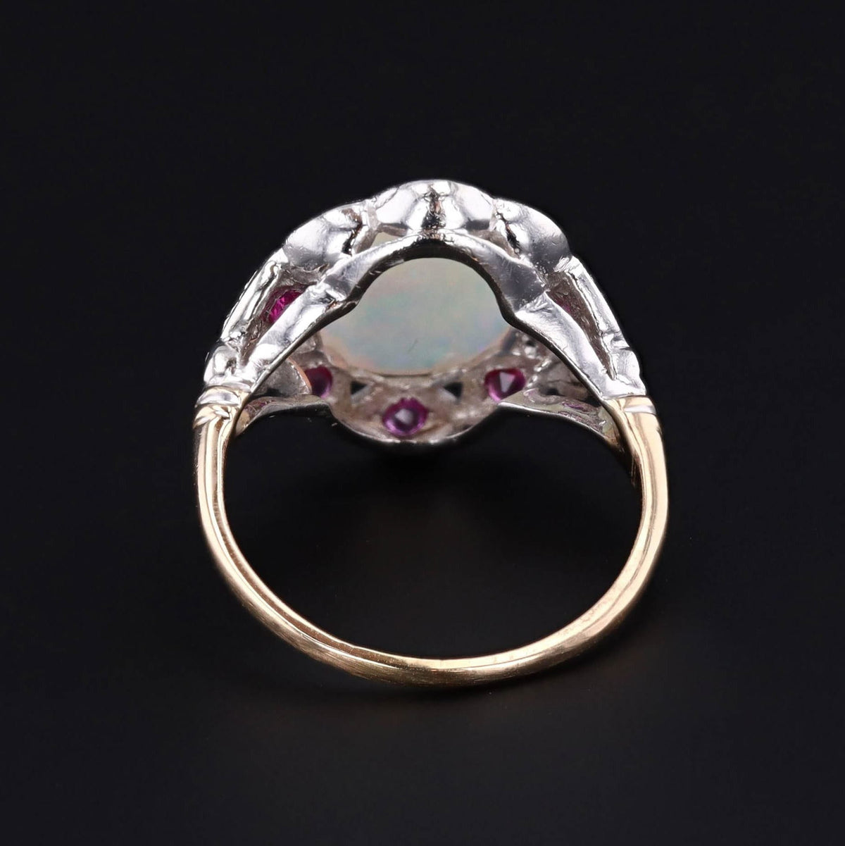 Vintage Opal Ring | 14k Gold Opal &amp; Ruby Ring - Trademark Antiques