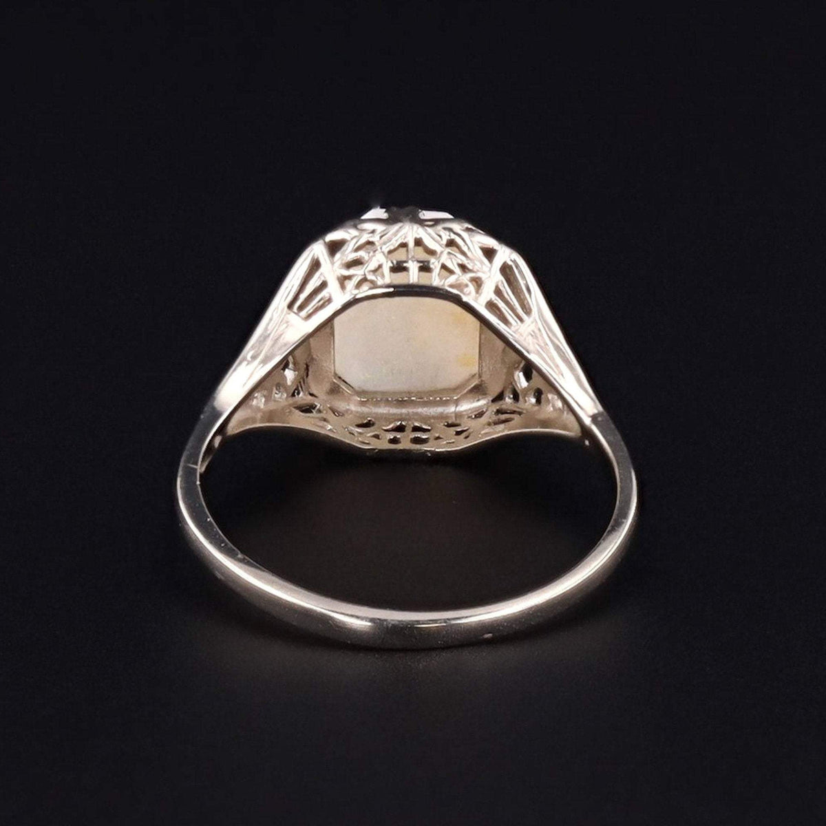 Vintage Opal Ring | 14k White Gold Opal Ring - Trademark Antiques