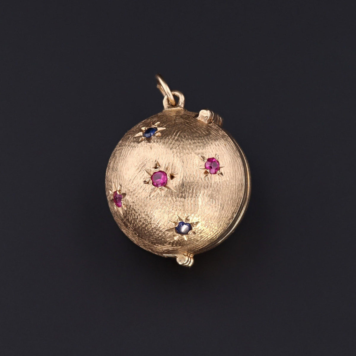 Vintage Orb Locket | Antique Sapphire &amp; Ruby Locket - Trademark Antiques