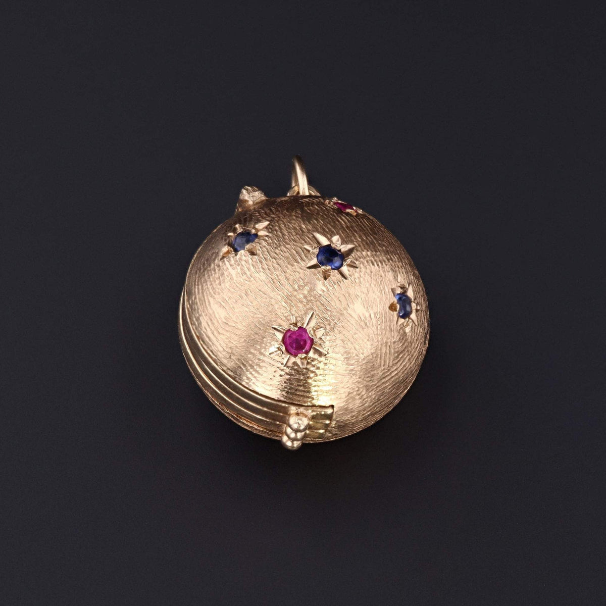 Vintage Orb Locket | Antique Sapphire &amp; Ruby Locket - Trademark Antiques