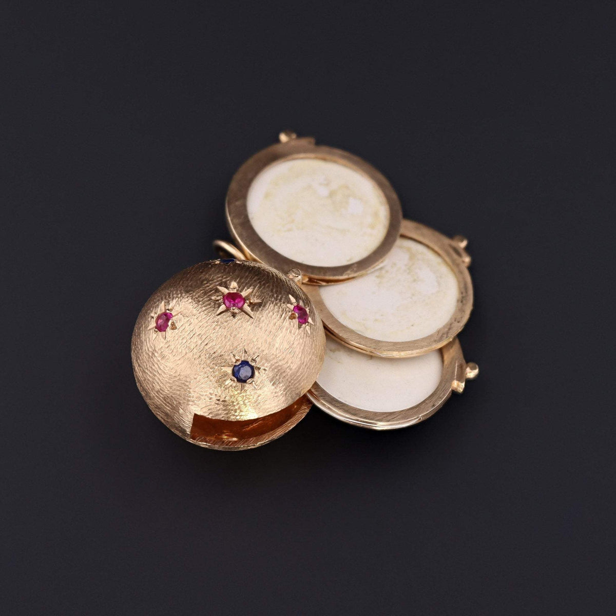 Vintage Orb Locket | Antique Sapphire &amp; Ruby Locket - Trademark Antiques