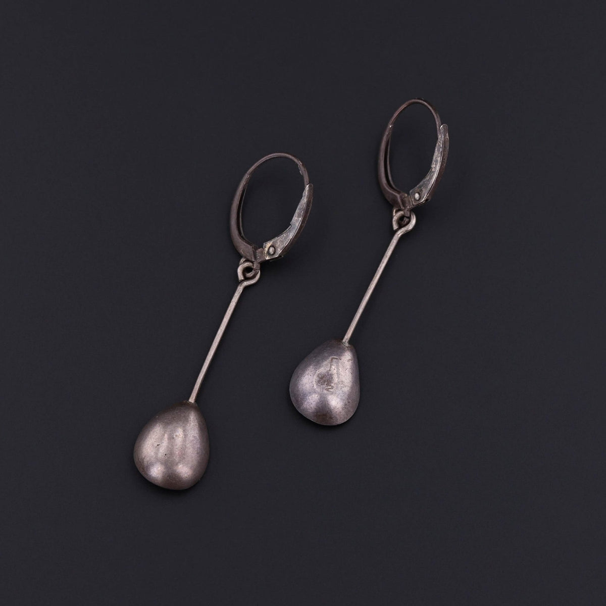 Vintage Oxidized Silver and Pearl Dangle Earrings - Trademark Antiques