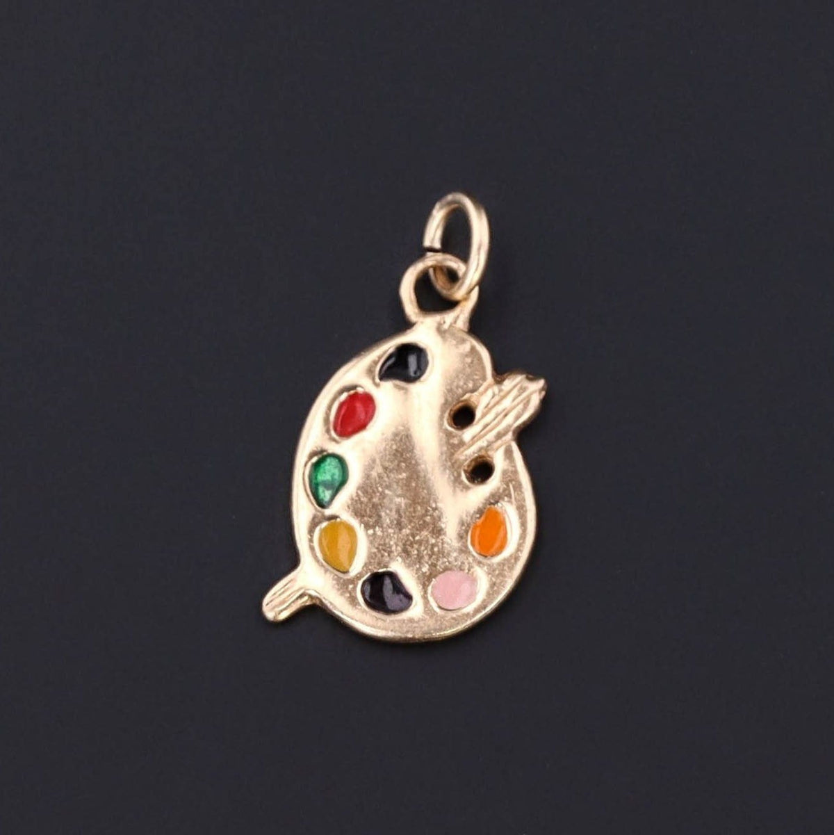 Vintage Paint Palette Pendant of 14k Gold - Trademark Antiques