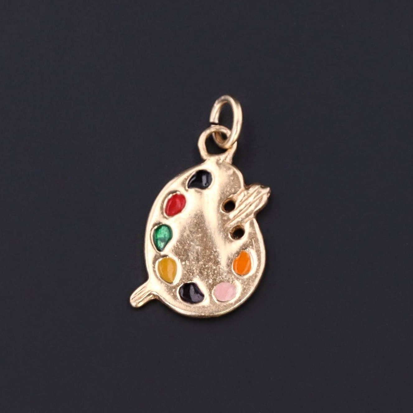 Vintage Paint Palette Pendant of 14k Gold - Trademark Antiques