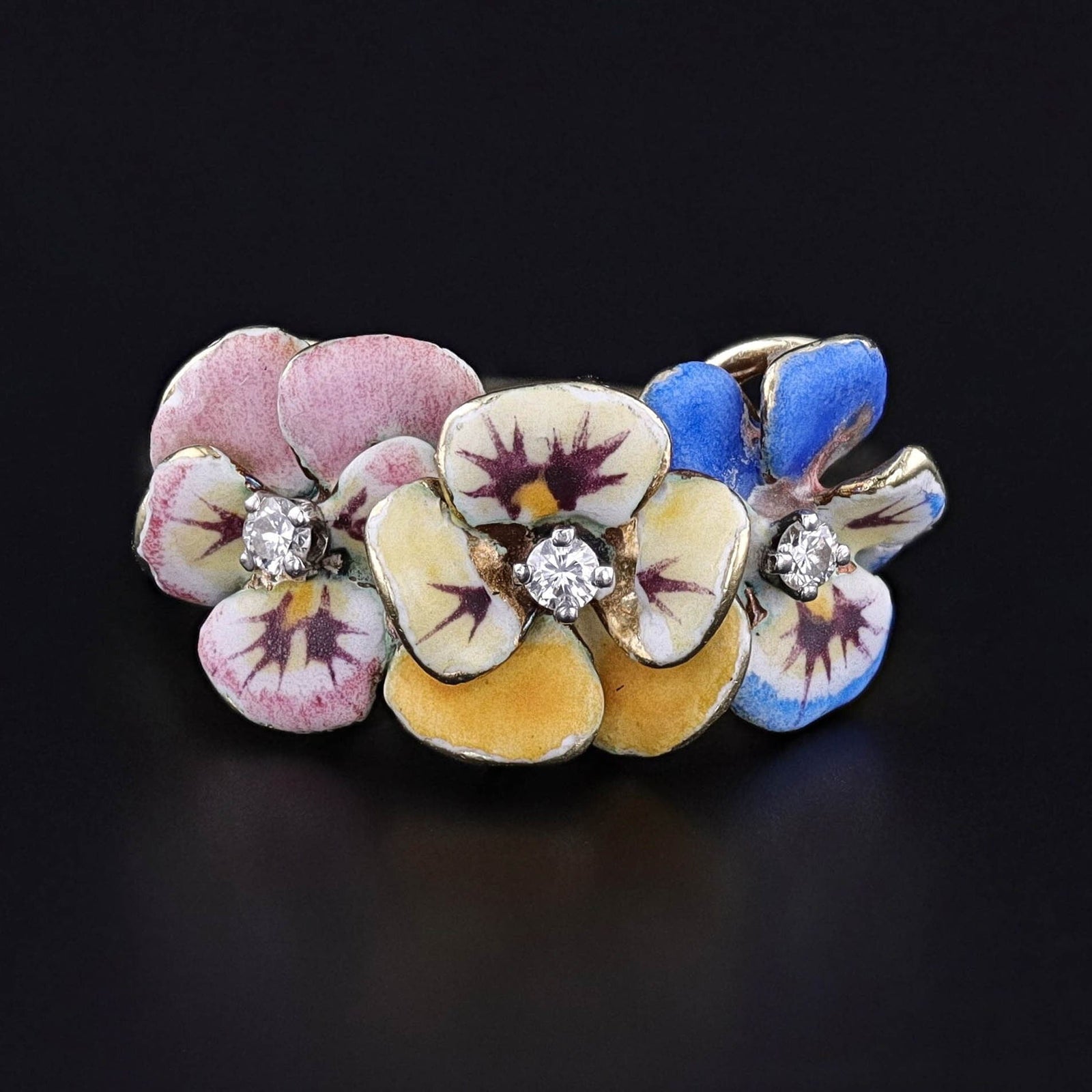 Vintage Pansy Ring of 14k Gold - Trademark Antiques