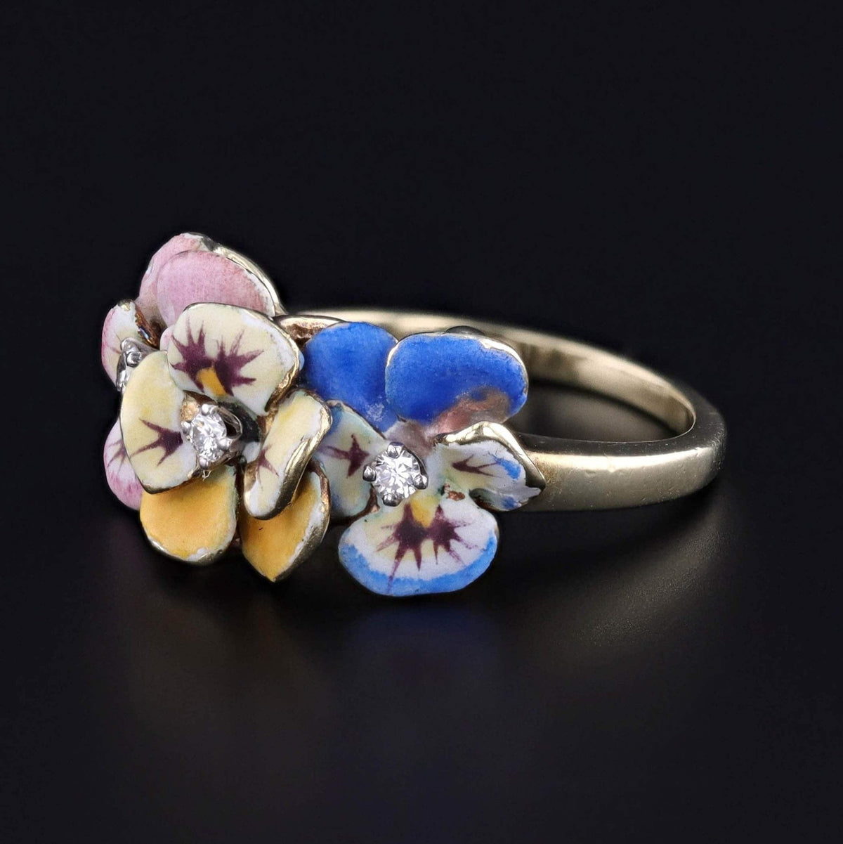 Vintage Pansy Ring of 14k Gold - Trademark Antiques