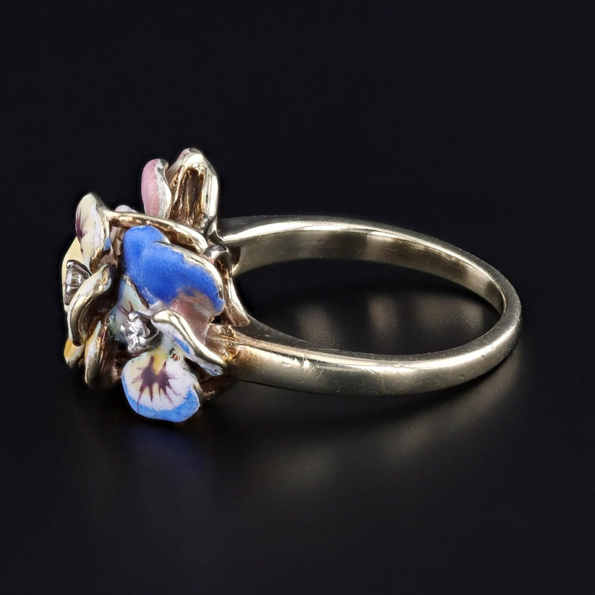 Vintage Pansy Ring of 14k Gold - Trademark Antiques
