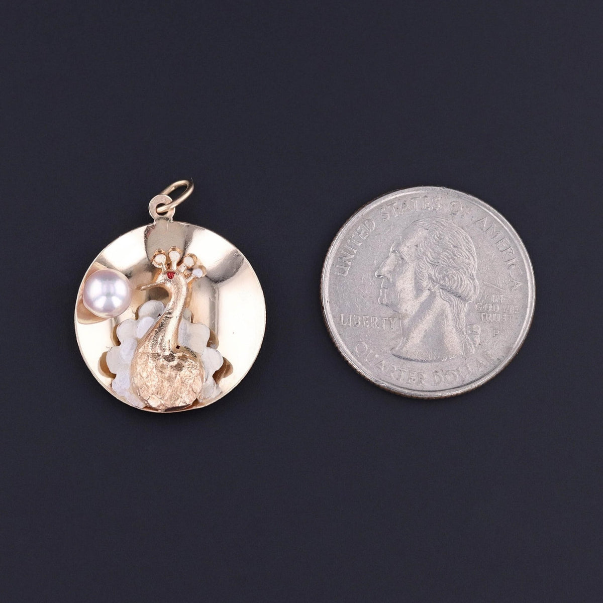 Vintage Peacock Charm of 14k Gold - Trademark Antiques