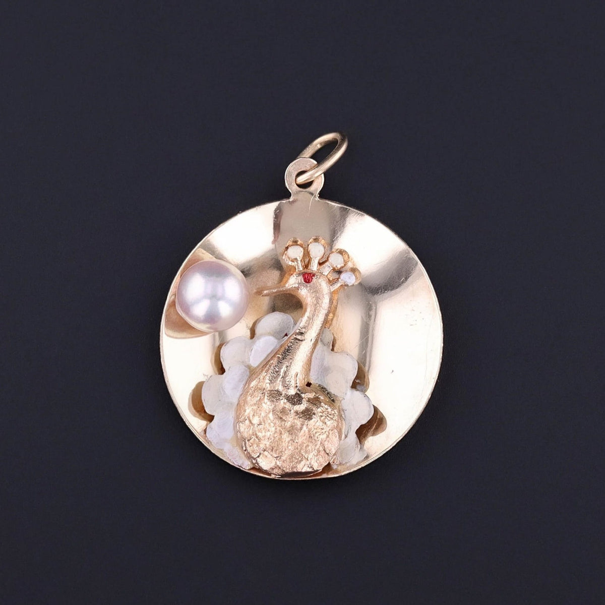 Vintage Peacock Charm of 14k Gold - Trademark Antiques
