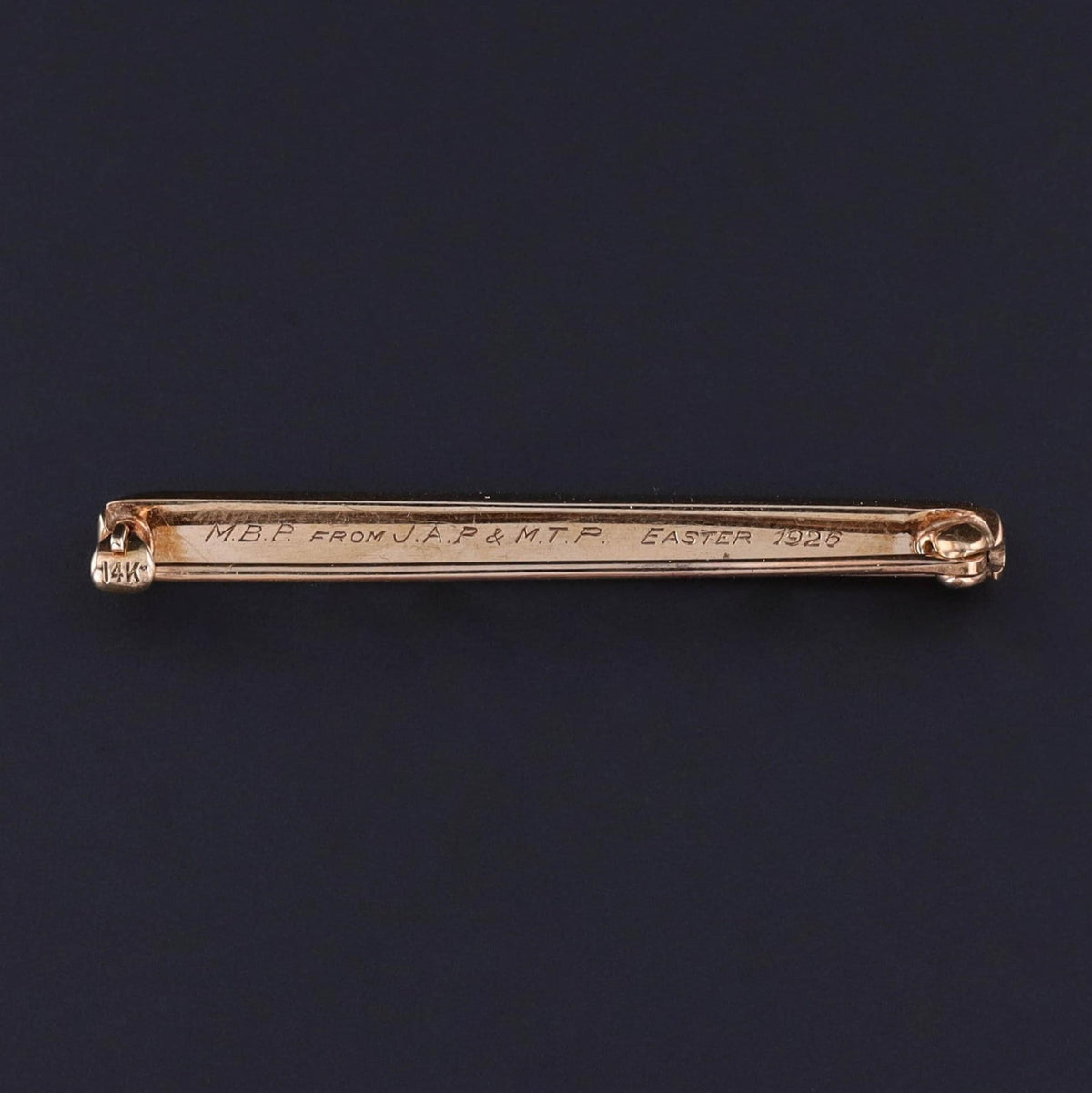 Vintage Pearl Bar Pin of 10k Gold - Trademark Antiques