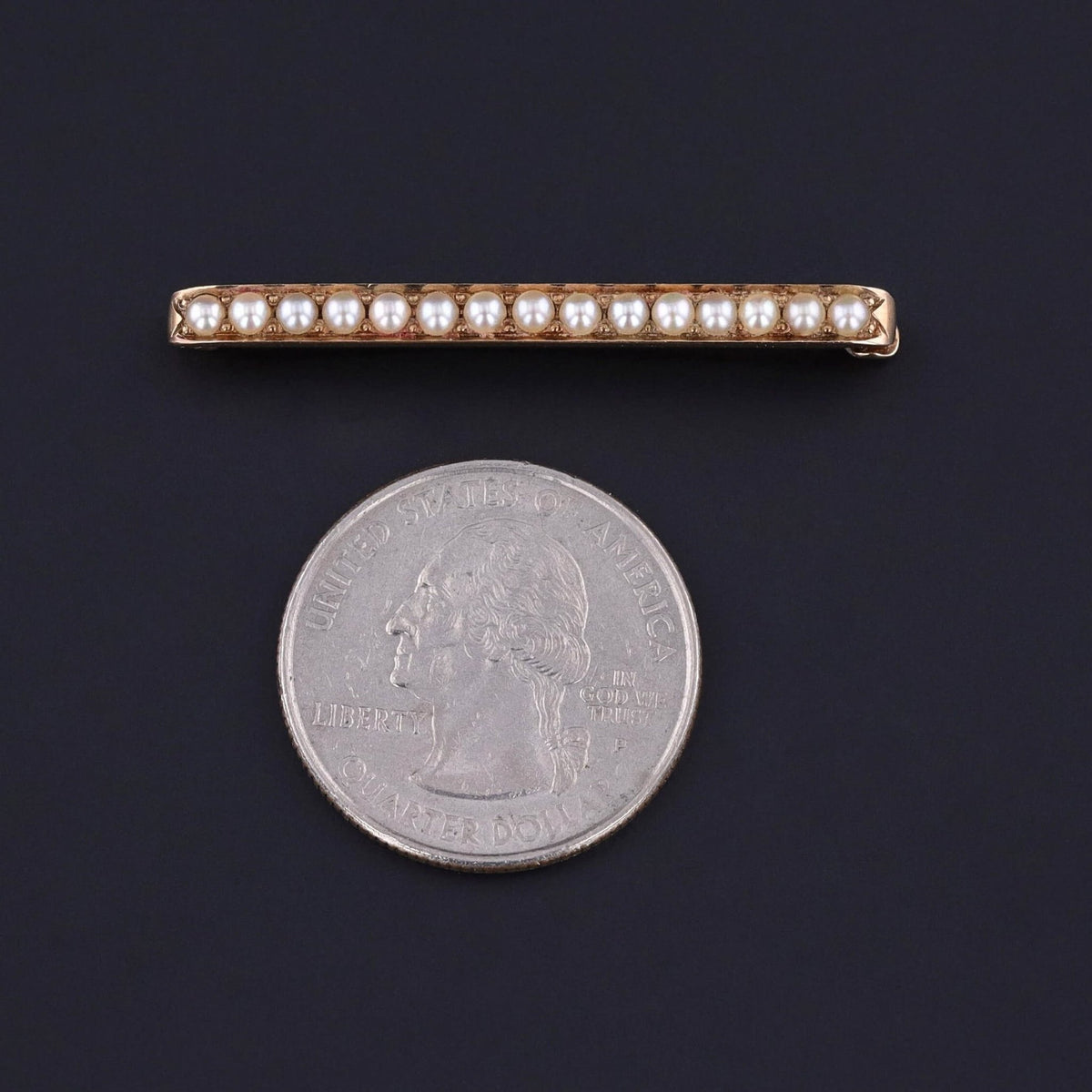 Vintage Pearl Bar Pin of 10k Gold - Trademark Antiques