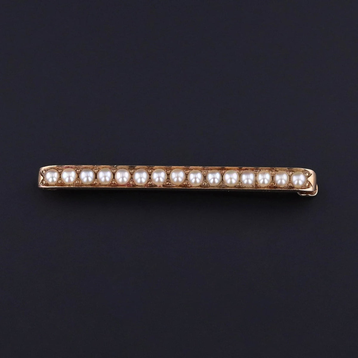 Vintage Pearl Bar Pin of 10k Gold - Trademark Antiques