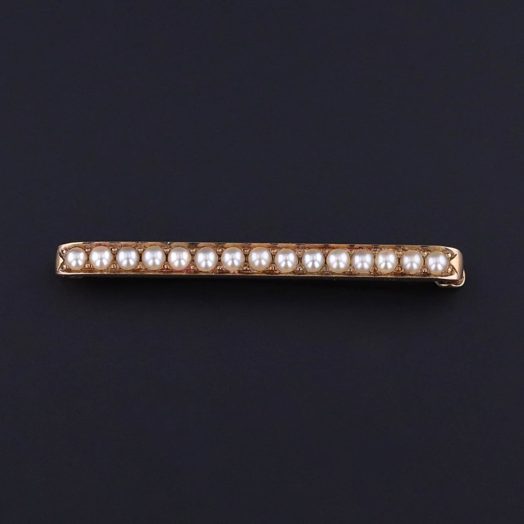 Vintage Pearl Bar Pin of 10k Gold - Trademark Antiques