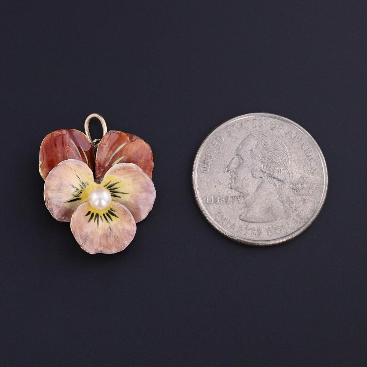 Vintage Pearl Pansy Pendant of 14k Gold - Trademark Antiques