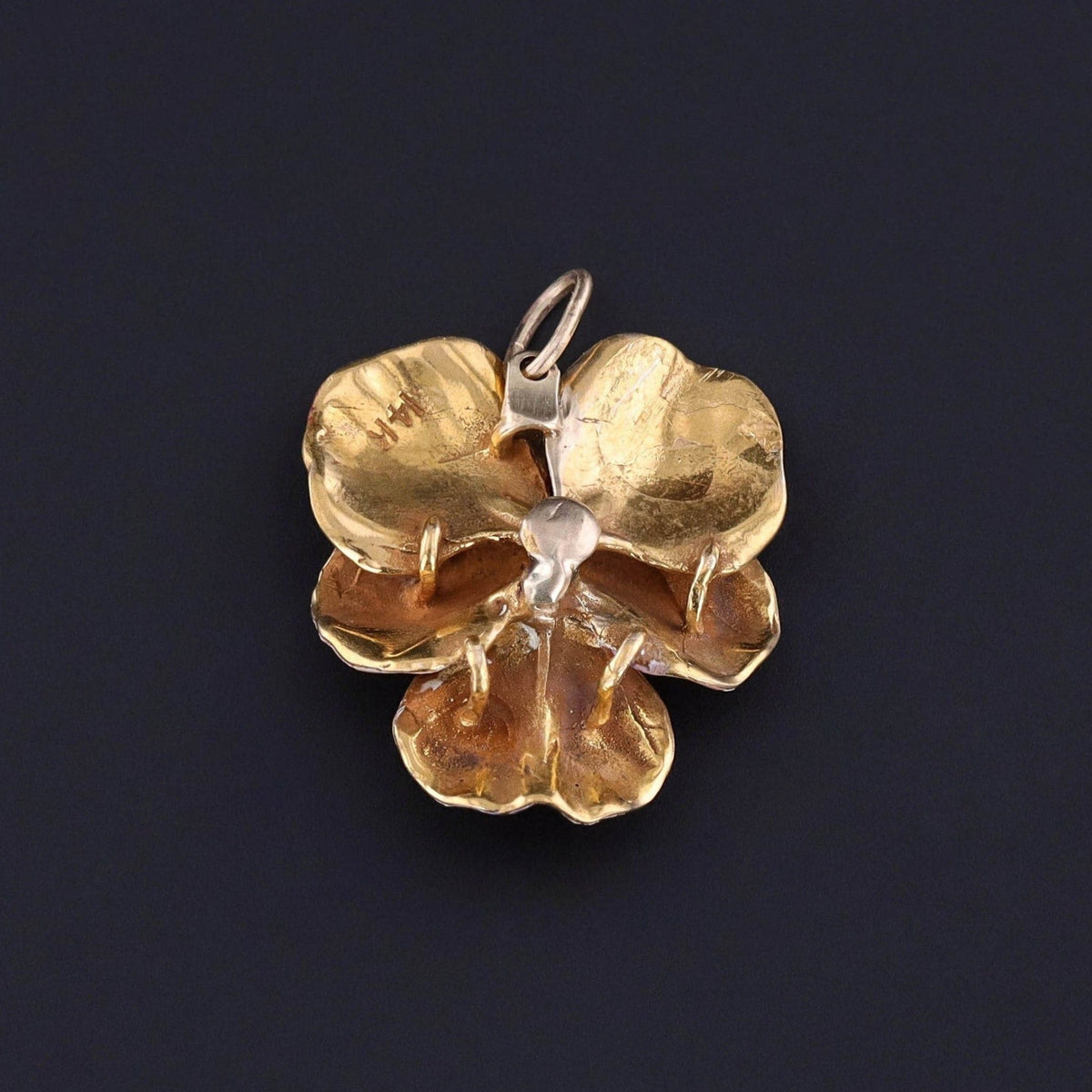 Vintage Pearl Pansy Pendant of 14k Gold - Trademark Antiques