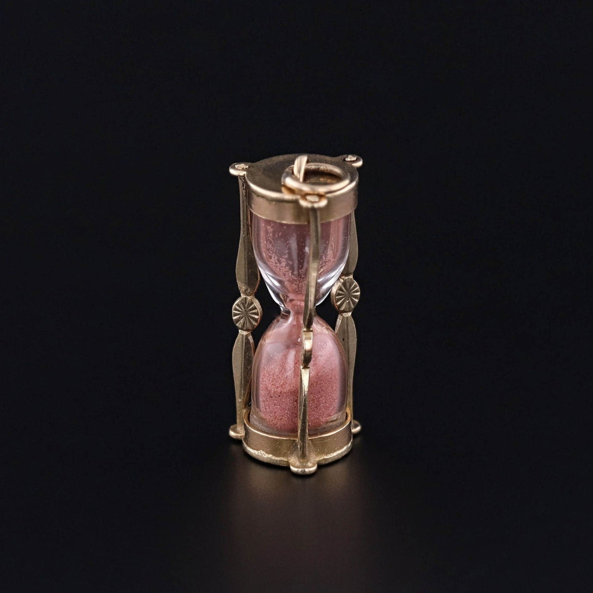 Vintage Pink Sand Hourglass Charm of 14k Gold - Trademark Antiques