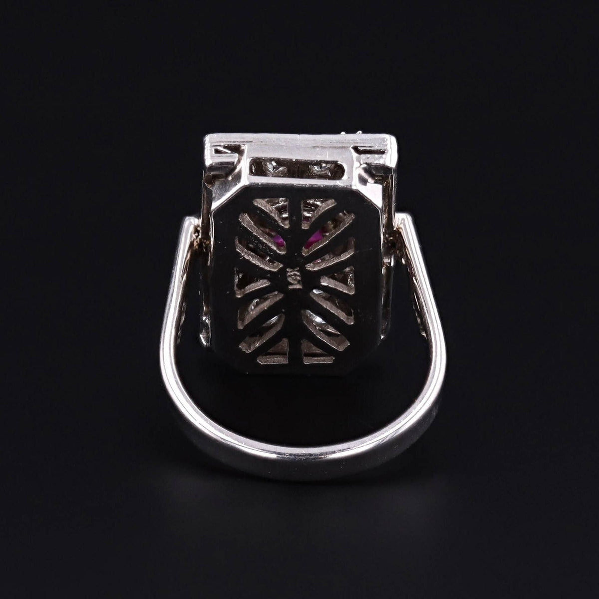 Vintage Pink Star Sapphire and Diamond Ring of 14k White Gold - Trademark Antiques