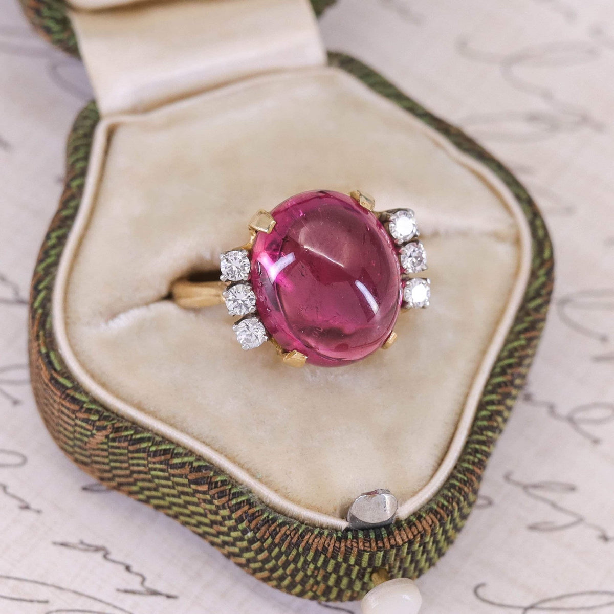 Vintage Pink Tourmaline &amp; Diamond Ring with EGL Appraisal - Trademark Antiques