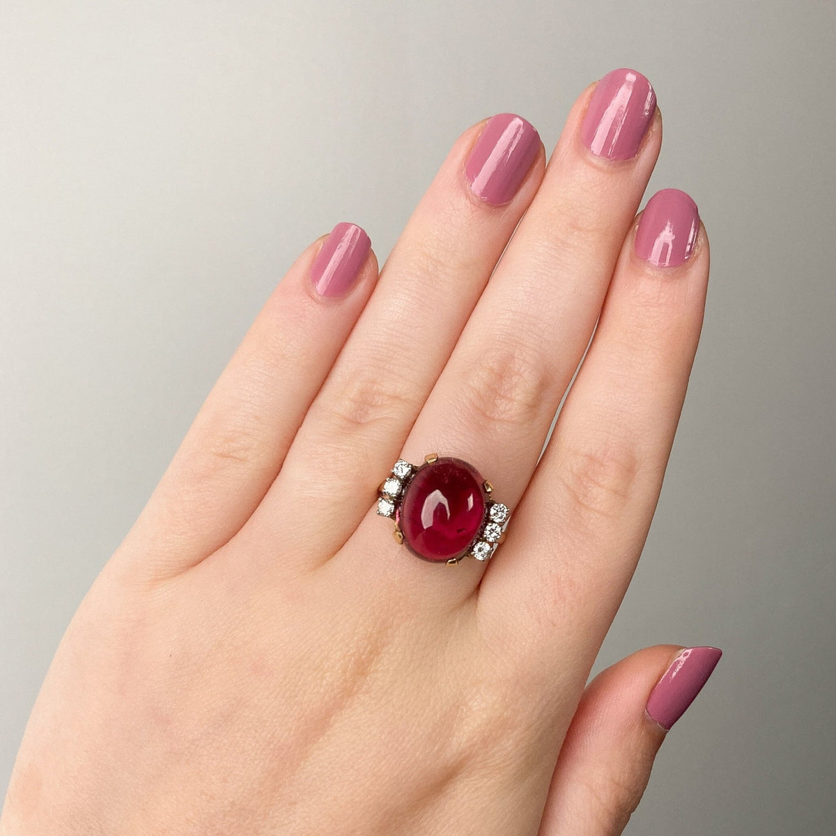 Vintage Pink Tourmaline &amp; Diamond Ring with EGL Appraisal - Trademark Antiques