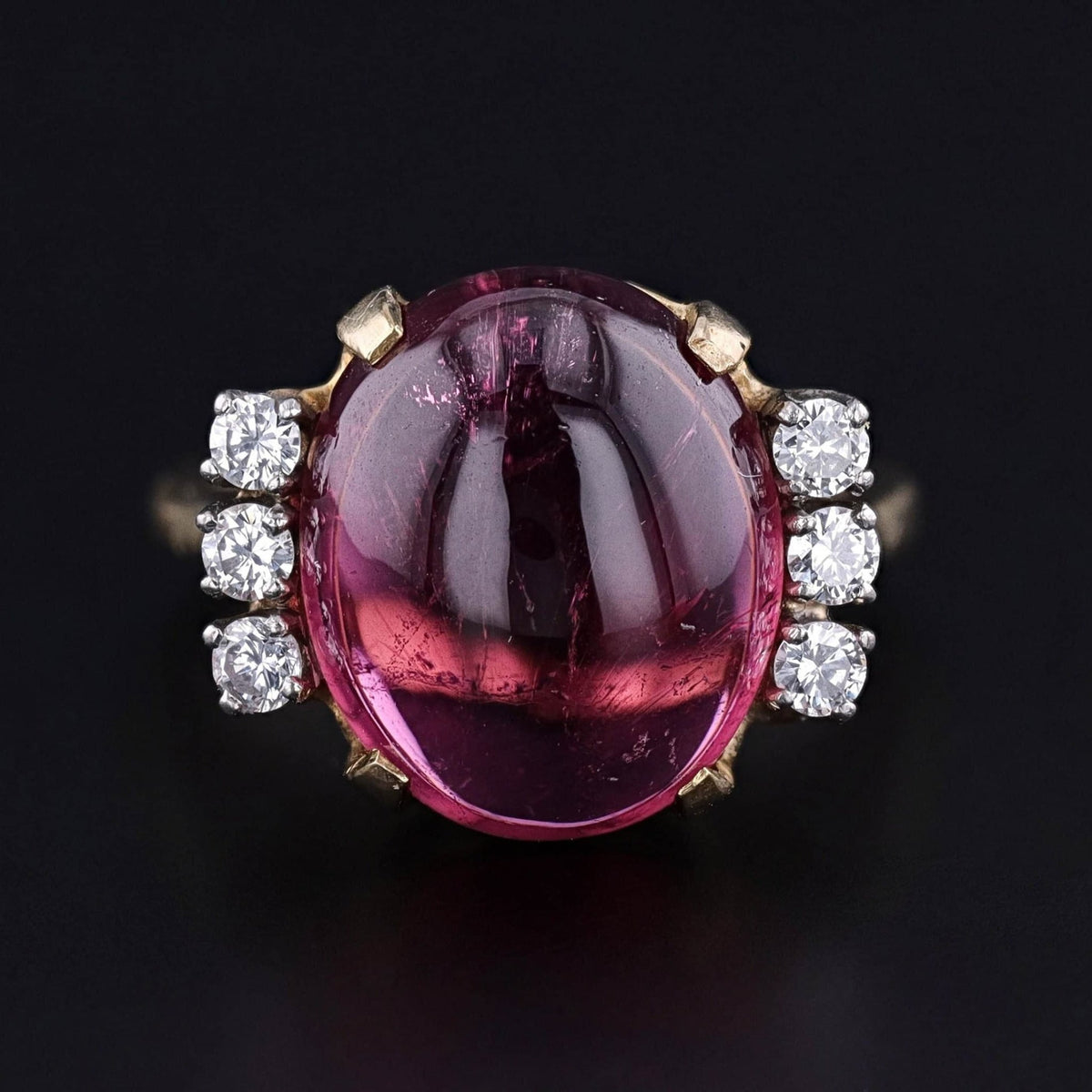 Vintage Pink Tourmaline &amp; Diamond Ring with EGL Appraisal - Trademark Antiques