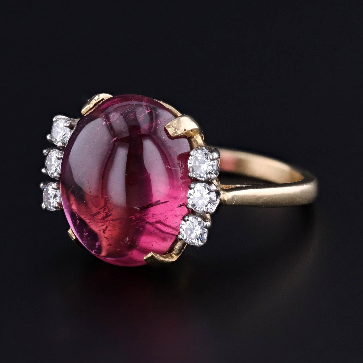 Vintage Pink Tourmaline &amp; Diamond Ring with EGL Appraisal - Trademark Antiques
