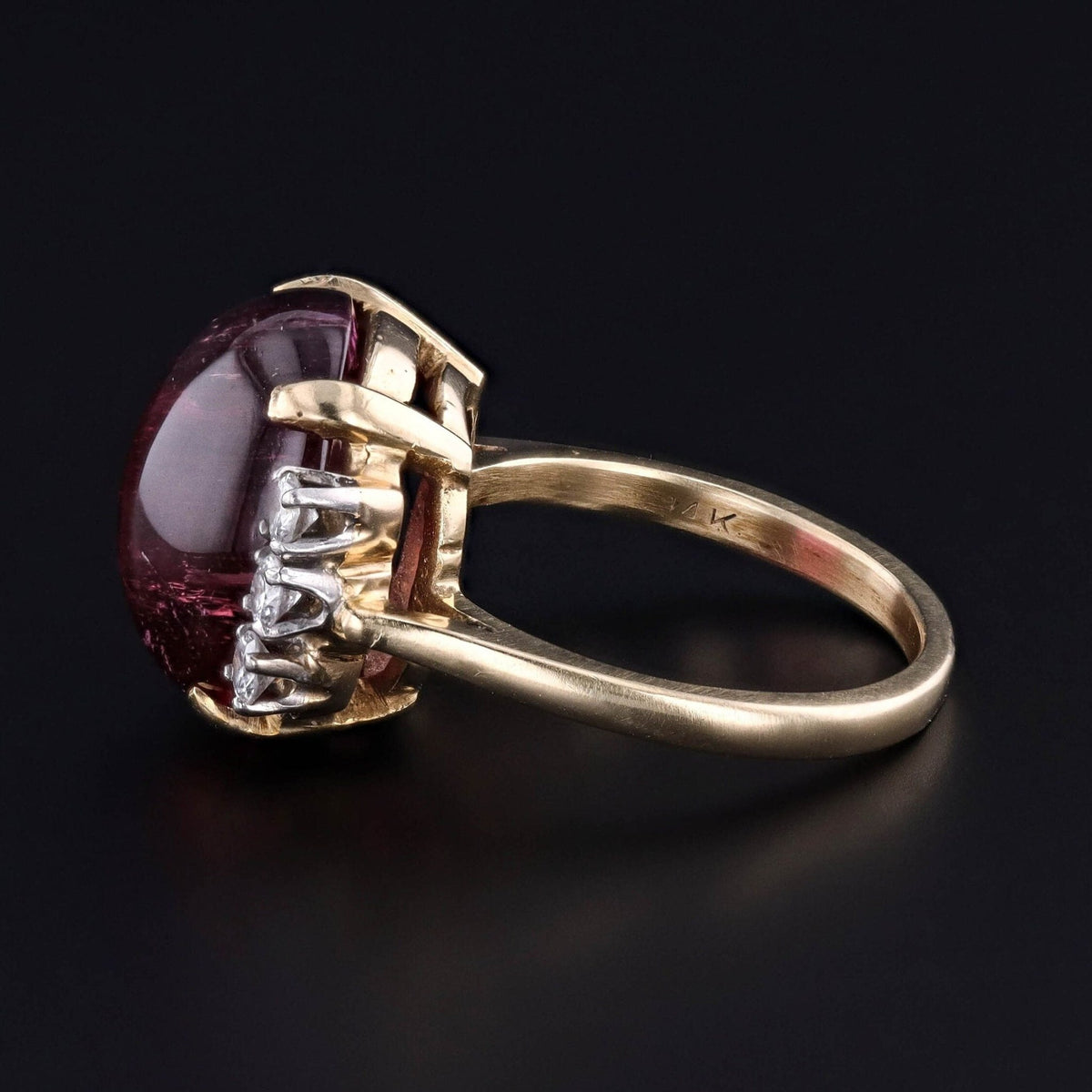Vintage Pink Tourmaline &amp; Diamond Ring with EGL Appraisal - Trademark Antiques