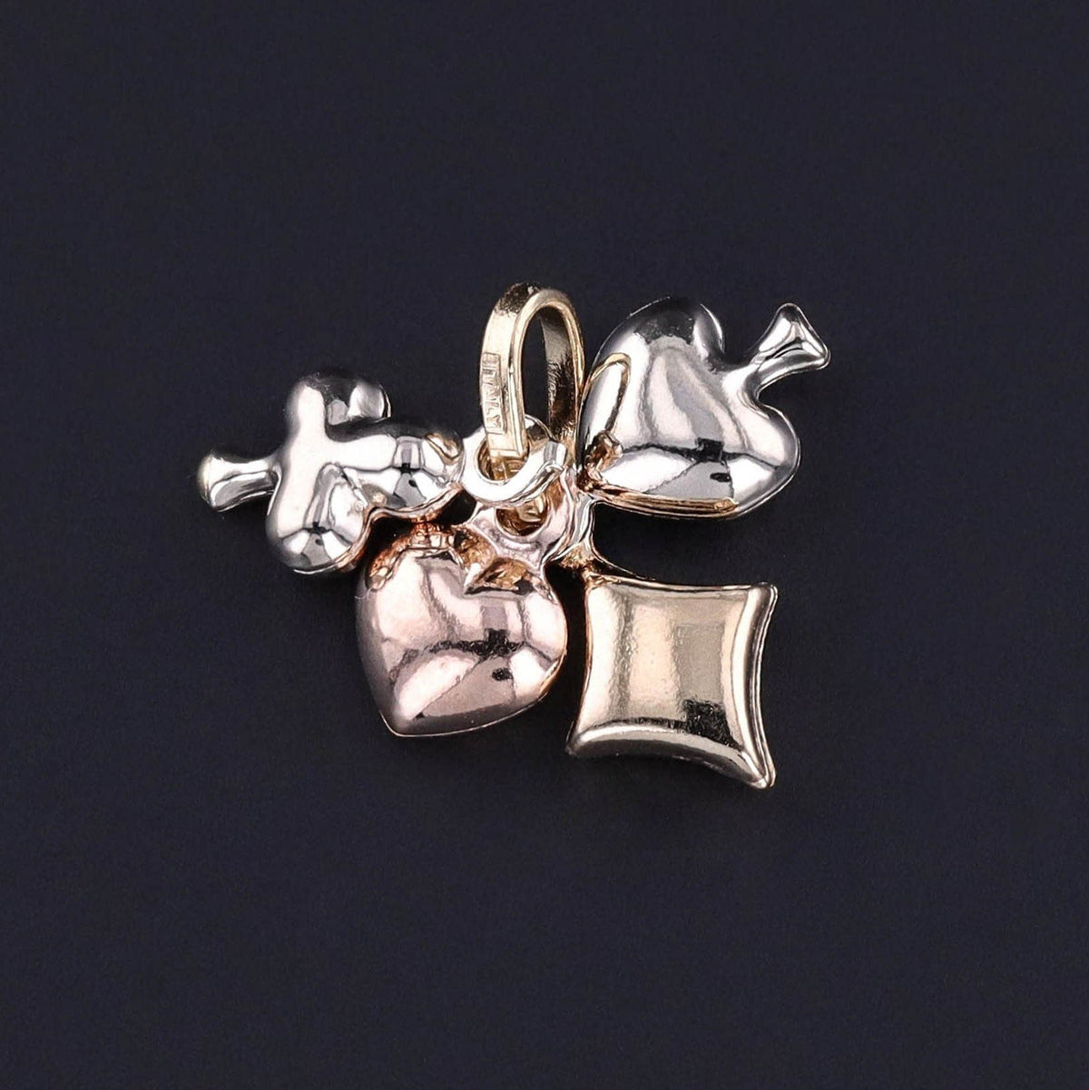 Vintage Playing Card Symbols Charm of 14k Gold - Trademark Antiques
