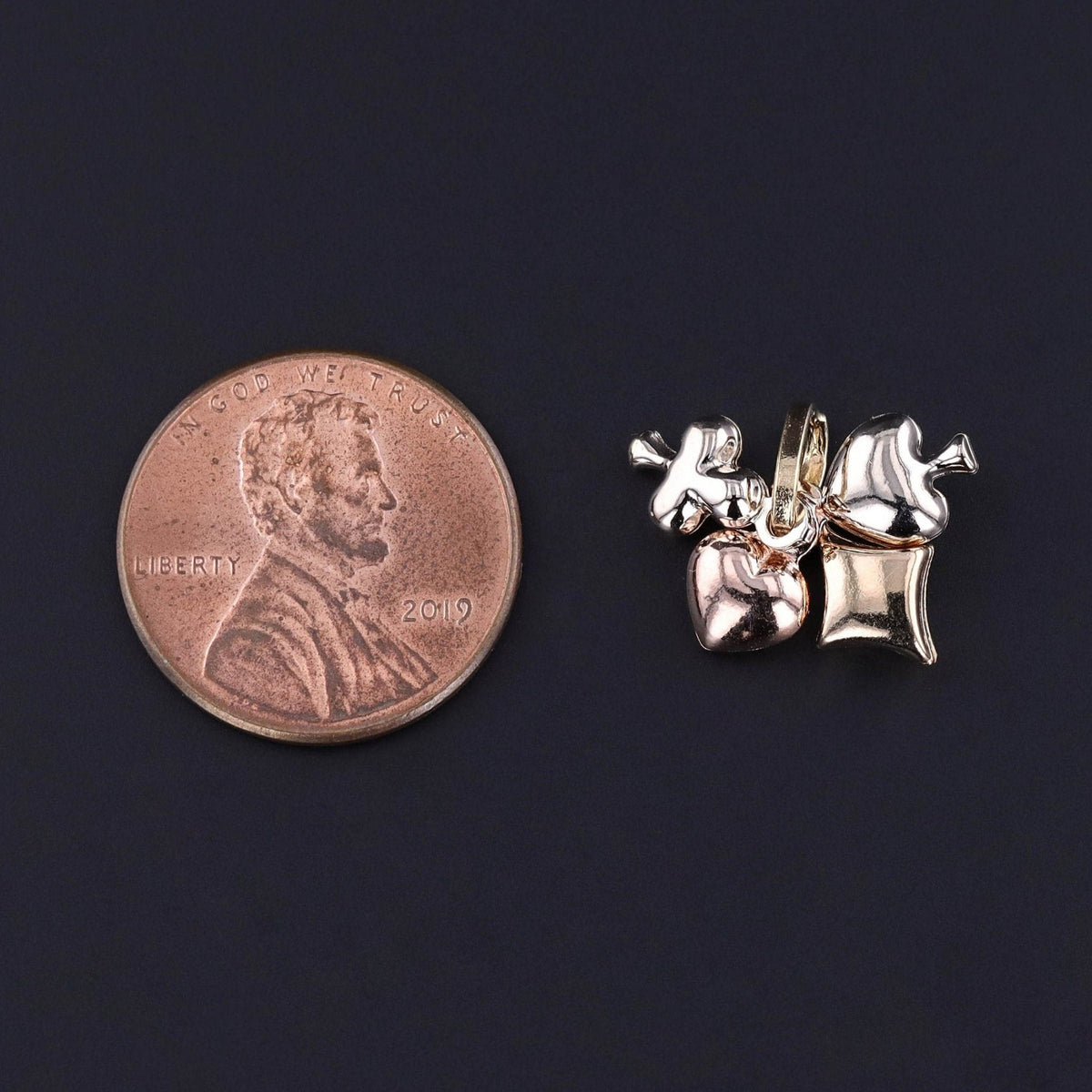 Vintage Playing Card Symbols Charm of 14k Gold - Trademark Antiques