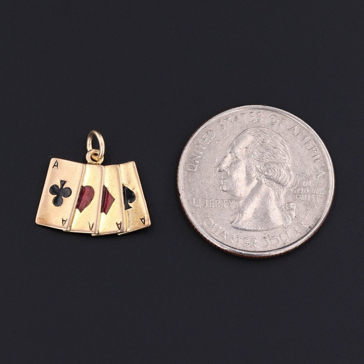 Vintage Playing Cards Charm of 14k Gold - Trademark Antiques